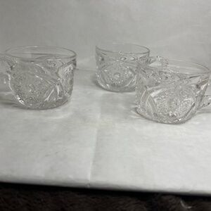 Antique Uranium EAPG Punchbowl Cup - Cambridge Glass Company Circa 1914 Set of 3
